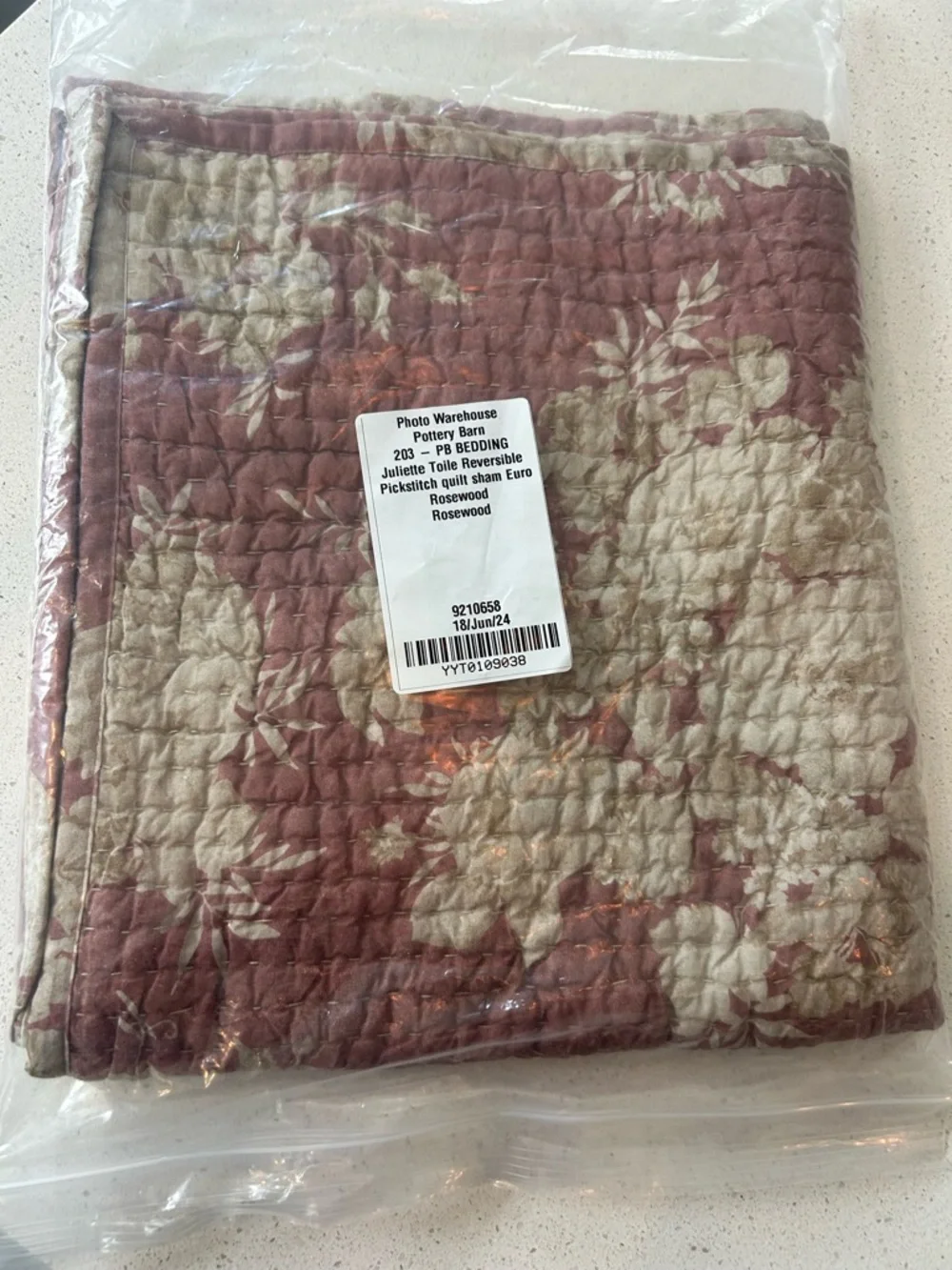 Pottery Barn Juliette Toile Handcrafted Reversible Pick-Stitch Euro Sham 1